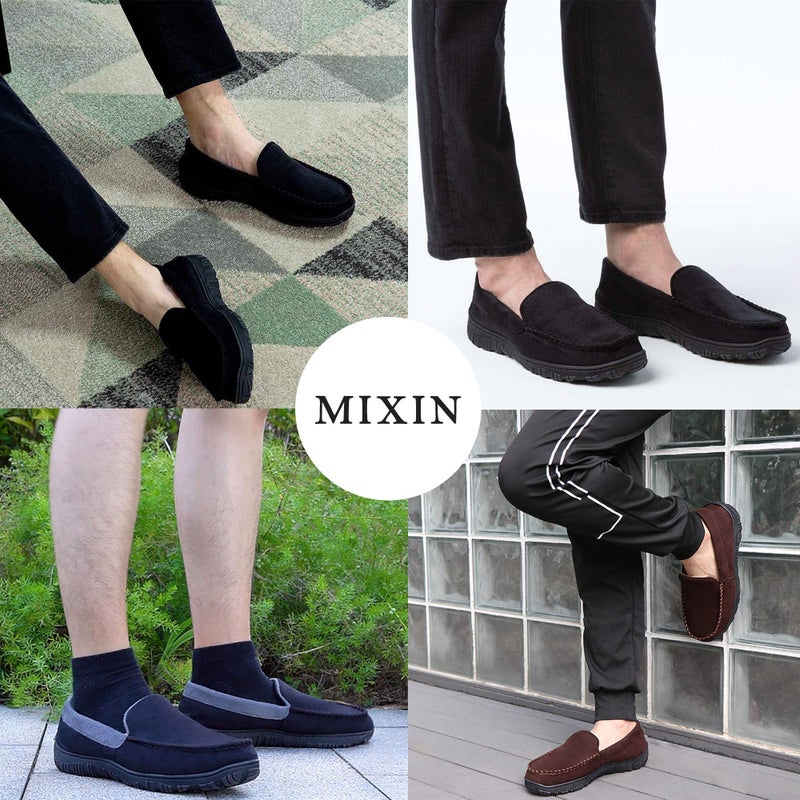 MIXIN Slippers for Men House Shoes Moccasin with Comfortable Memory Foam Indoor Outdoor black grey 13 - Image 2